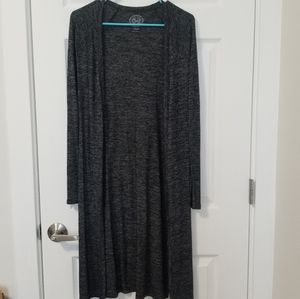 Gray button up cardigan duster